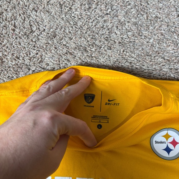 Nike Pittsburgh Steelers NFL Dri-FIT Training Long Sleeve Shirt Yellow Mens L - Picture 4 of 10